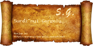 Surányi Gergely névjegykártya